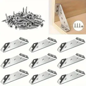 140pcs Heavy Duty Angle Brackets With Screws - 90° Angle Brackets, Scratch Resistant, Easy To Install On Furniture And Wooden Frames