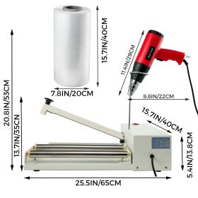 18' Shrink Wrap Sealer, 530W I-Bar Shrink Wrap Machine, Shrink Wrap Sealer With Heat Gun And Shrink Film Suit For PVC POF Film