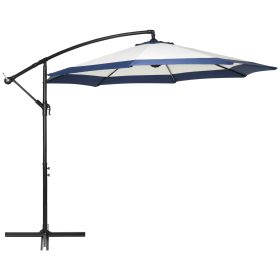 10FT Cantilever Umbrella, Offset Patio Umbrella with Crank and Cross Base for Deck, Backyard, Pool and Garden, Hanging Umbrellas, Navy Blue