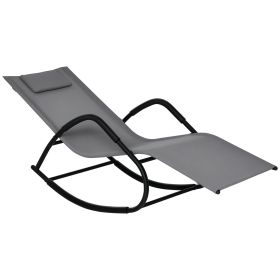 Rocking Chair, Zero Gravity Patio Chaise Sun Lounger, Outdoor Rocker, UV Water Resistant, Pillow for Sunbathing, Lawn, Garden or Pool, Gray