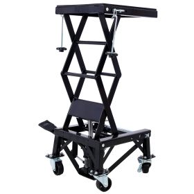 300 Lbs Hydraulic Motorcycle Scissor Jack Lift Foot Step Wheels For Small Dirt Bikes,black Color