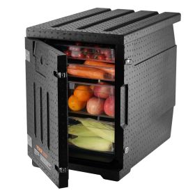VEVOR Insulated Food Pan Carrier, 82 Qt Hot Box for Catering, LLDPE Food Box Carrier with Double Buckles, Front Loading Food Warmer for Restauran