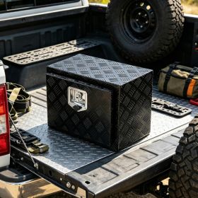  18 x 12 x 14 Inch Underbody Truck Storage Box Diamond Plate Waterproof Tool Box with T-Handle Latch and Keys for Truck Van Trailer (Option: 47357309)