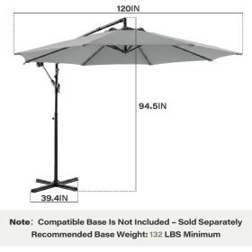 10ft  Umbrella Hanging Offset Market Outdoor Sun Shade For Deck  Poolside Easy Tilt Cross Base (Option: gray)