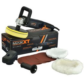Car Buffer Polisher Rotary Variable Speed Car Polishing Machine 7 Inch Car Detailing Kit With D And Side Handle, Woolen Fleece Hood, Terry Polish (Option: Orange black)