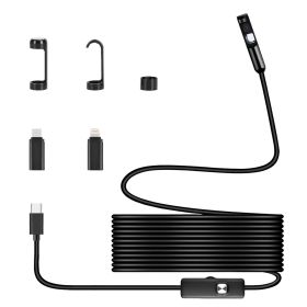 1Set Endoscope Camera 1920P HD IP67 Waterproof Inspection Borescope Tool With Light And 8 & 1 Dual Lens 16.4ft Semi Rigid Snake Cable Stepless Br (Option: Black)