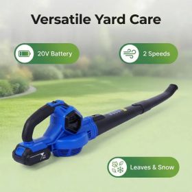 20V Cordless Leaf Blower With Battery & Charger - 2-Speed Electric Lawn & Yard Blower For Spring Lawn Care, Leaf Cleanup & Garden Maintenance (Option: Blue)