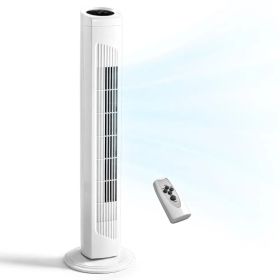 US Standard RTW-AR Tower Fan, 110V 45W, 32 Inch, Column Shape, White Plastic Body, Copper Motor, Touch & Remote Control, 3 Speeds, 3 Modes, Oscil (Option: Default title)