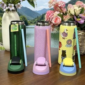 304 stainless steel outdoor sports water bottle, portable and leak-proof, suitable for daily travel, mountain climbing and fitness activities, et (Option: pink)