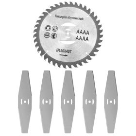 High Carbon Steel Alloy Weed Cutter Set of Total 6Pcs Attachments  Saw Blade  Accessories Fit for D0102HGP2XU 6in Suitable for Weed Trimming Bush (Option: MetalBlade)