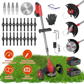 Cordless Wheeled Lawn Wacker - 800W Brush Motor (50dB Quiet), 2x21V 2500mAh Batteries (4-5hr Charge), Extendable (34.64-46.45in) & 90° Adjustable (Option: Red)