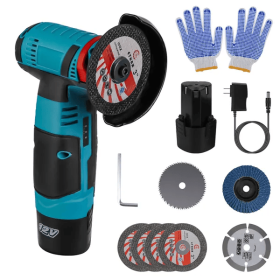 12V Cordless Mini Angle Grinder Hand Polishing Grinding Machine Cordless Cutter Grinding Tool With 7Pcs Disc 2Pcs 1100mAh Batteries And Charger H (Option: Green)