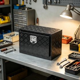 24 x 14 x 16 Inch Underbody Truck Storage Box  Plate Waterproof Tool Box with T-Handle Latch and Keys for Truck Van Trailer (Option: 27796972)