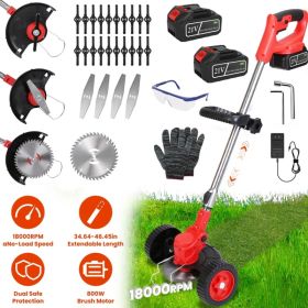 3 in 1 Electric Cordless Grass Wacker Battery Powered Grass Trimmer With Wheels Adjustable Head Extendable Length Rechargeable Lightweight Lawn T (Option: Grass Edger)