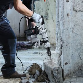Demolition Jack Hammer, 1400W Electric Jackhammer Heavy Duty, 2pcs Chisels Bits Chipping With Case, 2900 BPM Concrete Breaker, Gloves Black (Option: Black)