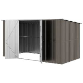 Storage Shed W Lockable Door, Galvanized Metal Utility Outdoor Shed For Backyard, Bike, Patio, Light Gray (Option: Light Gray)