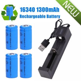 4 Stück Wiederaufladbare Li-Ionen-Akkus 3,7 V 1300 MAh Mehrzweck-Akkus+Ladegerät (Option: 1set)