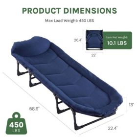 Folding Camping Recliner, 3-in-1 Heavy Duty Portable Sleeping Cot For Camping, Travel And Indoor (Option: Blue 71IN)